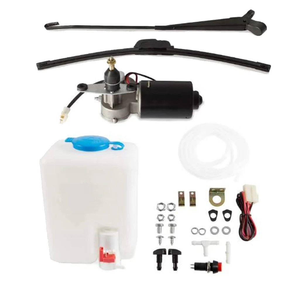 12V Electric Motor UTV Windshield Wiper with Windshield Washer Pump Kit for UTV - RZR 570 800 900 1000