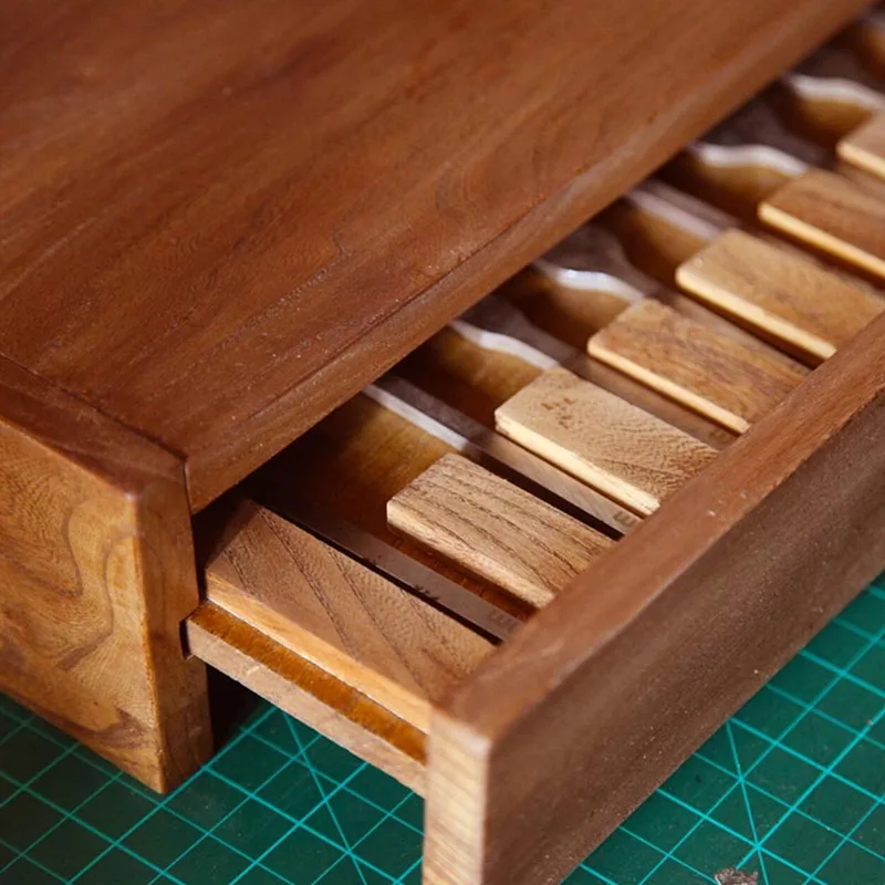 DIY Handmade Leather Craft Engraving Cutting Tools Double Drawer High End Elm Storage Rack Practical Leather Tool Holder