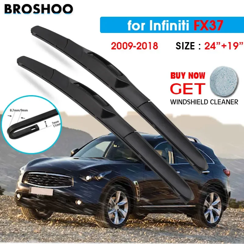 

Car Wiper Blade For Infiniti FX37 24"+19" 2009-2018 Auto Windscreen Windshield Wipers Blades Window Wash Fit U Hook Arms