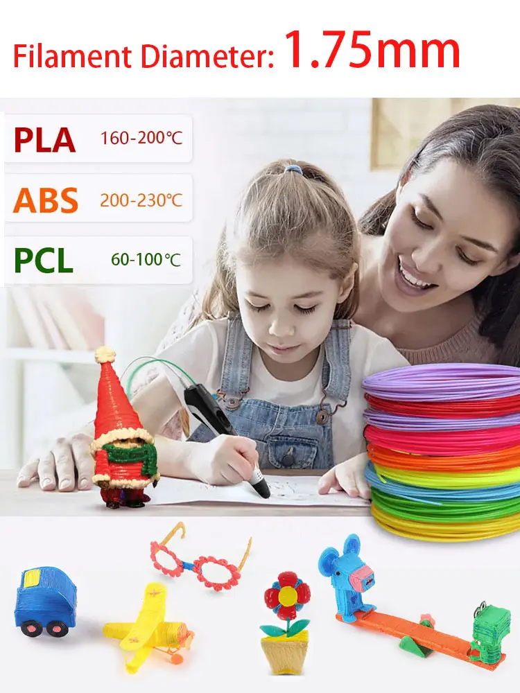 3D-Stift Nachfüllpackungen PLA Regenbogen-Filament 25m bis 200m, 1,75mm Durchmesser 5 bis 32 Farben Druckmaterial für 3D-Stift Geburtstagsgeschenke – Detail 9