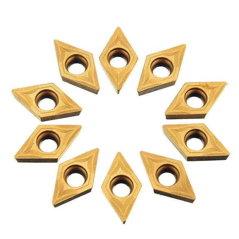 7 X 7 X 2mm Blade Accessries CNC Lathe Cutter DCMT070204 YBC251 Gold Carbide Inserts Golden Parts 10Pcs/kit Useful