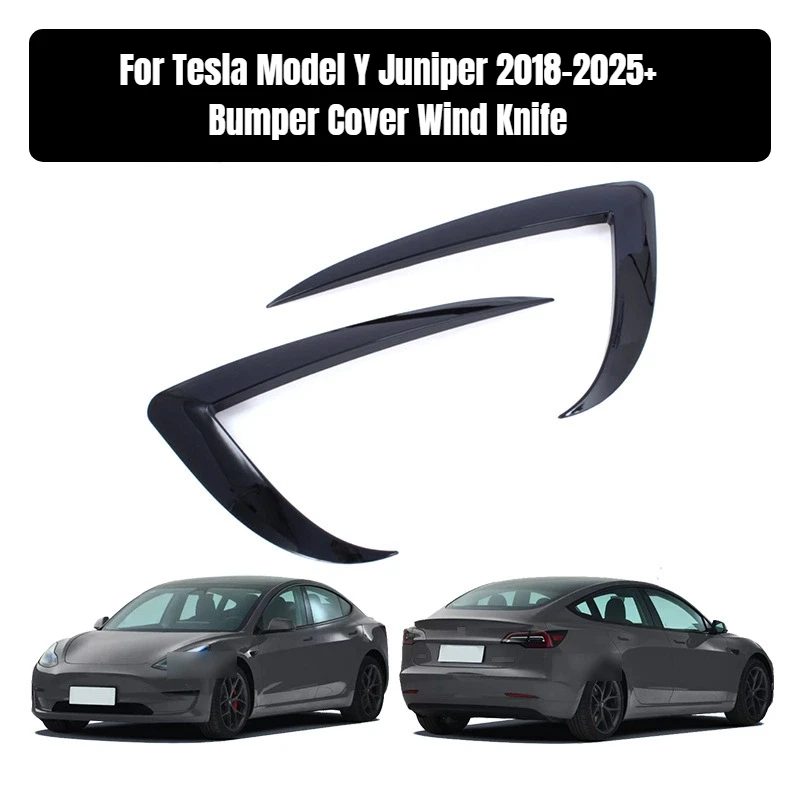 

Для Tesla Model Y Juniper 2018-2025 верхняя крышка переднего бампера ветровой нож противотуманная фара спойлер для бровей наклейка на лезвие отделка аксессуары из АБС-пластика
