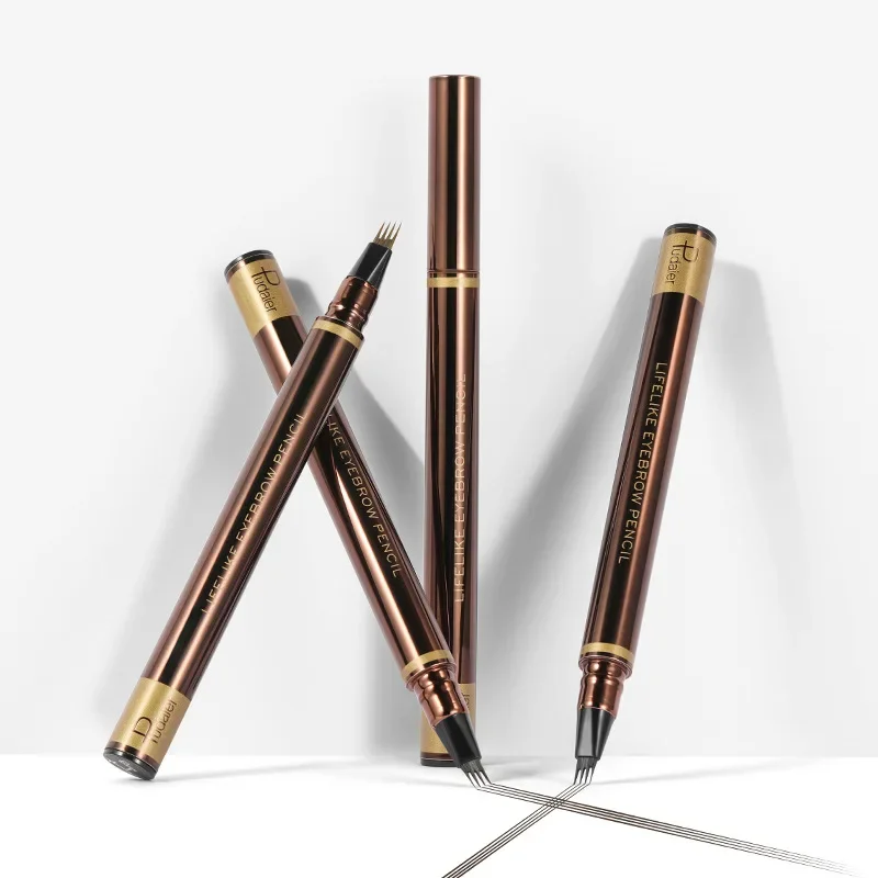 4 สี 1 PC กันน้ํา Liquid Eyebrow ปากกา 4 แยกเคล็ดลับสําหรับธรรมชาติและยาวนานแต่งหน้าคิ้ว Microblading Effect