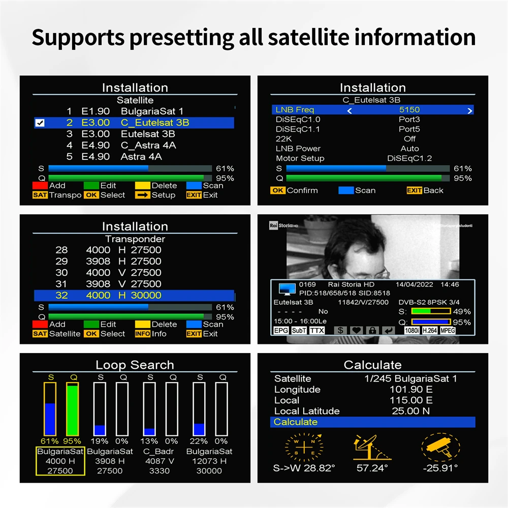 GTMEDIA V8 Finder 2 DVB-S/S2/S2X جهاز قياس الأقمار الصناعية 3.5 بوصة شاشة LCD 1080P، منفذ Type-C Satfinder VS Freesat Finder Meter