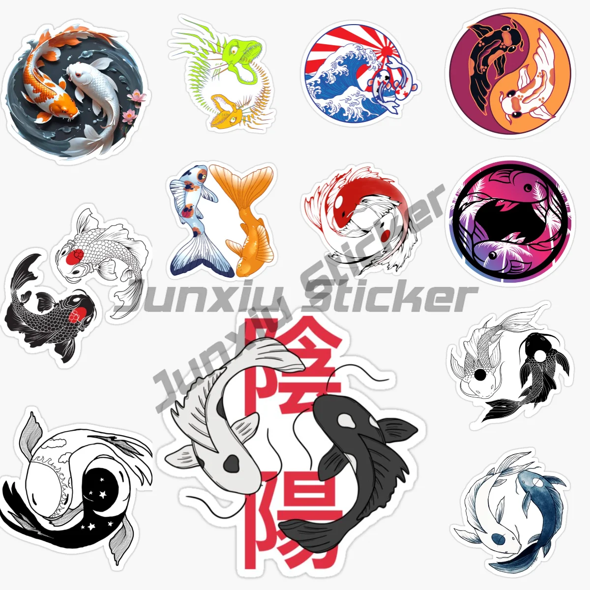 

Taiji Yin Yang Koi Koi Fish Car Stickers Waterproof Creative Bumper Car Occlusion Scratch Accessories Vinyl Self-adhesive Decal