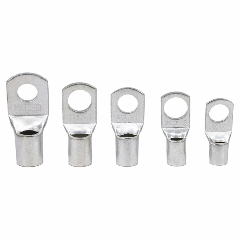 2~50pcs SC Type Wire Nose Terminal SC6/10/16/25/35/50/70/95 Copper Battery Block Lugs Hole ID 6/8/10/12mm Crimp Wire Connector