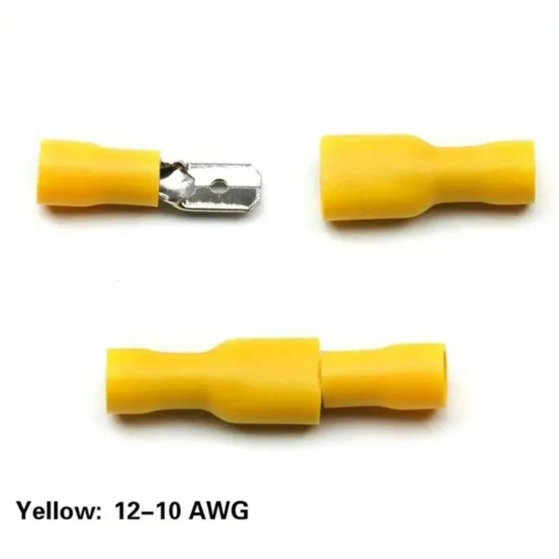 50 Pieces of 6.3mm 12-10Awg, 25 Female Connectors, 25 Male Connectors, Cable Connectors, Insulated Crimp Terminals, Flat Cable Terminal Connectors image 3