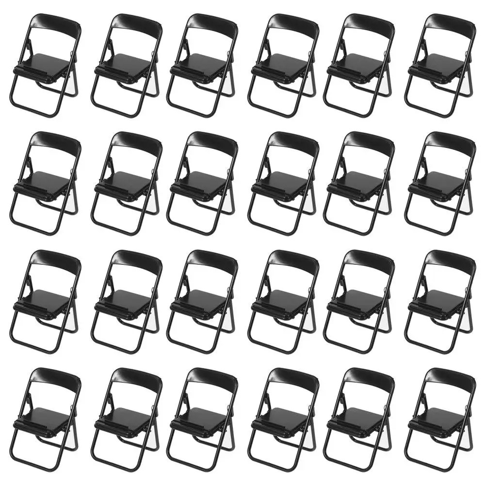 

24Pcs Miniature Folding Chair Mini Furniture for Dollhouse Accessories Desktop Phone Holder Tiny Chair Prop Creative Cellphone