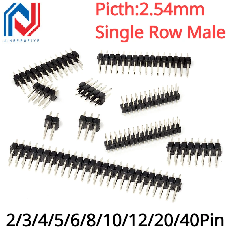 50/20/10Pcs 2.54mm Single Row Male 1/2*40P PCB Board Pin Header Connector Strip Pinheader 2/3/4/5/6/8/10/12/20/40Pin For Arduino