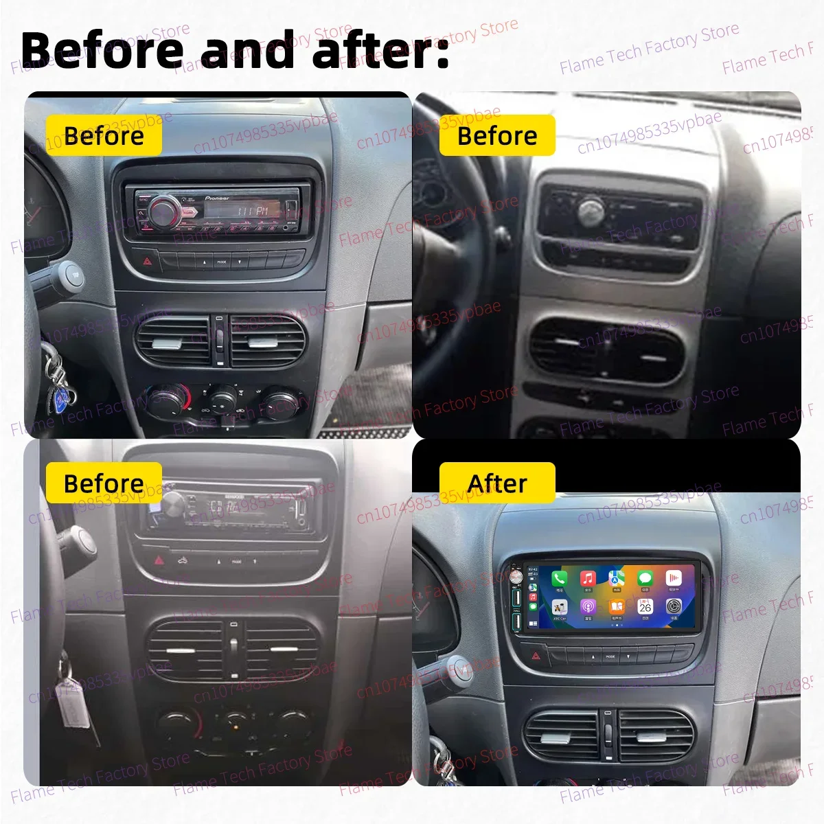 Wireless Carplay Autoradio 6.86 Inch 1Din Radio Android Car Multimedia for Fiat Strada 2013-2019 Stereo Head Unit GPS Navigation