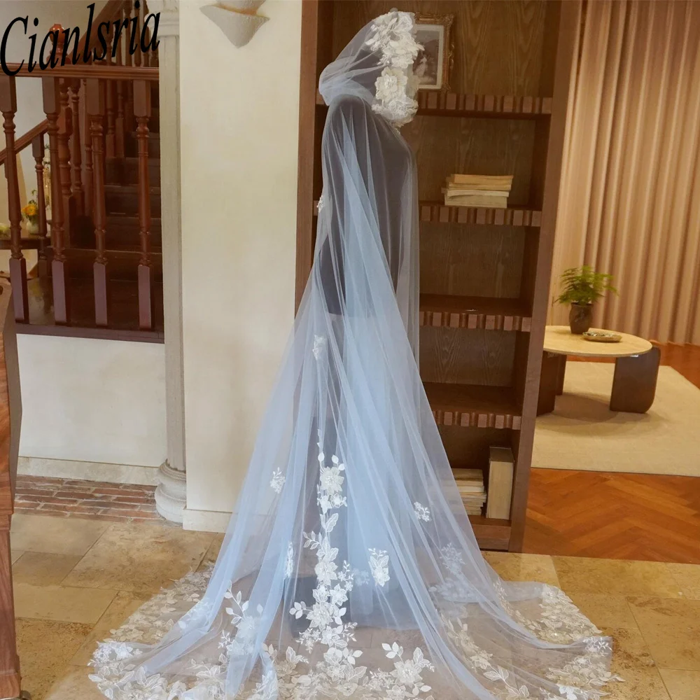 Wedding Cape Lace Appliques Bridal Cloak Floor Length Elegant Fashion Bridal Jacket With Hood