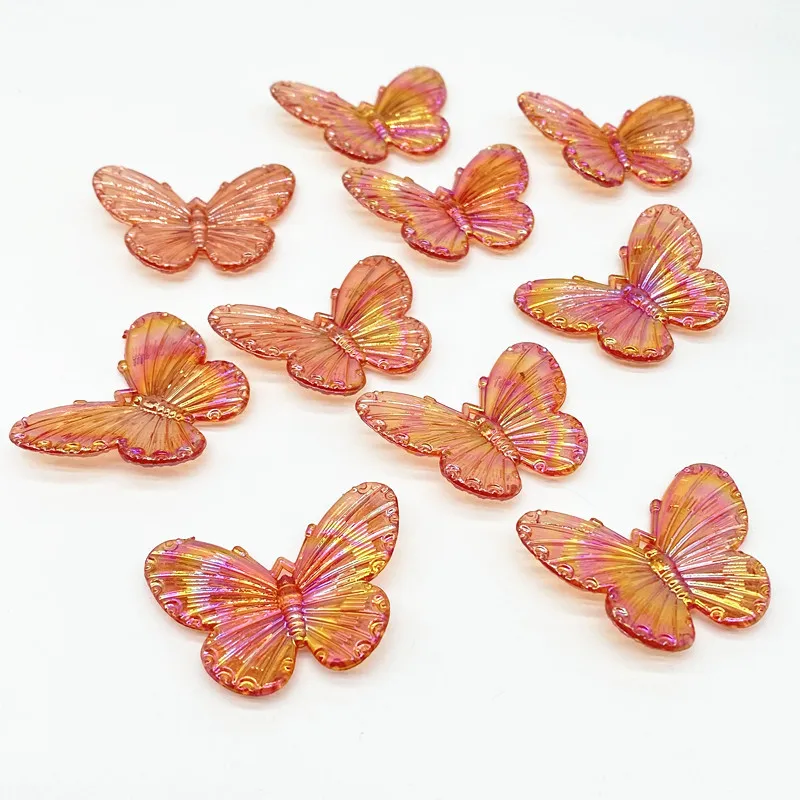 10 pcs/lot Butterfly Shape Beads Multi Gradient Color Acrylic  For Jewelry Making Handmade DIY Accessories