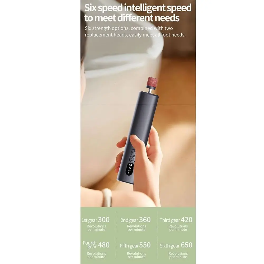 6-Speed Electric Foot Grinder Screen Display Adjustable Dead Skin Pedicure Tool with Charging Base low noise