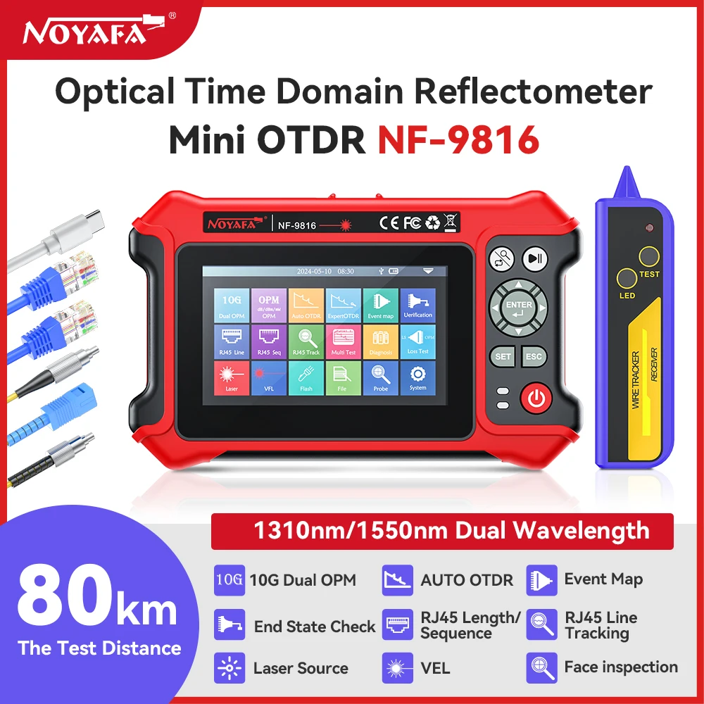 

NOYAFA OTDR IPC тестер 1310/1550 нм активное волокно 10G двойной OPM мульти-в-1 оптический рефлектометр во временной области с картой OPM OLS VFL