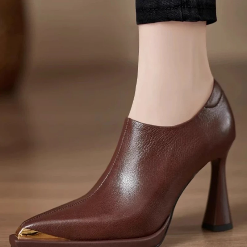 

Coarse Heel, Pointed Toe, Side Zipper Waterproof Platform, Versatile, Comfortable, Anti-slip, Breathable Women's Single Shoes