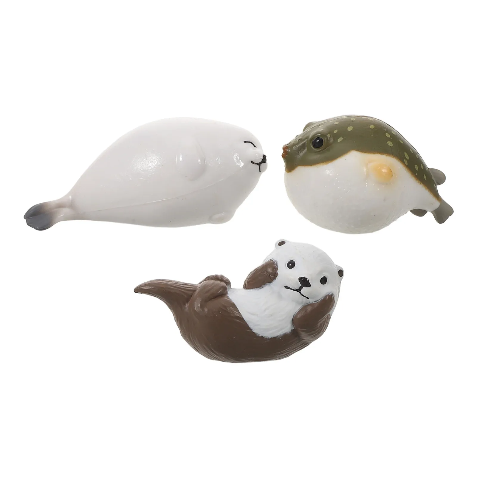 

Набор из 3 реалистичных фигурок морских животных: тюлени, рыбы-фугу, ласки. Миниатюры из смолы для игр в воде и развивающих занятий.