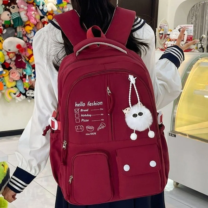 Preppy Style Canvas Backpacks Shoulder Bags For Women Waterproof Nylon Student Knapsack Fashion Floral Printed Rucksack