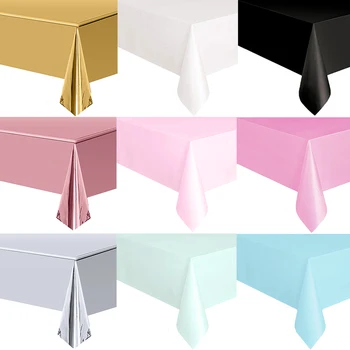 Disposable Tablecloth White Black Pink Gold Table Cover Plastic Birthday Wedding Table Cloth Party Dining Table Decoration Favor 1