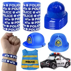 Police Party Favors Blue Silicone Bracelets Wristbands Plastic Party Hat Police Balloons Police Themed Birthday Party Decors