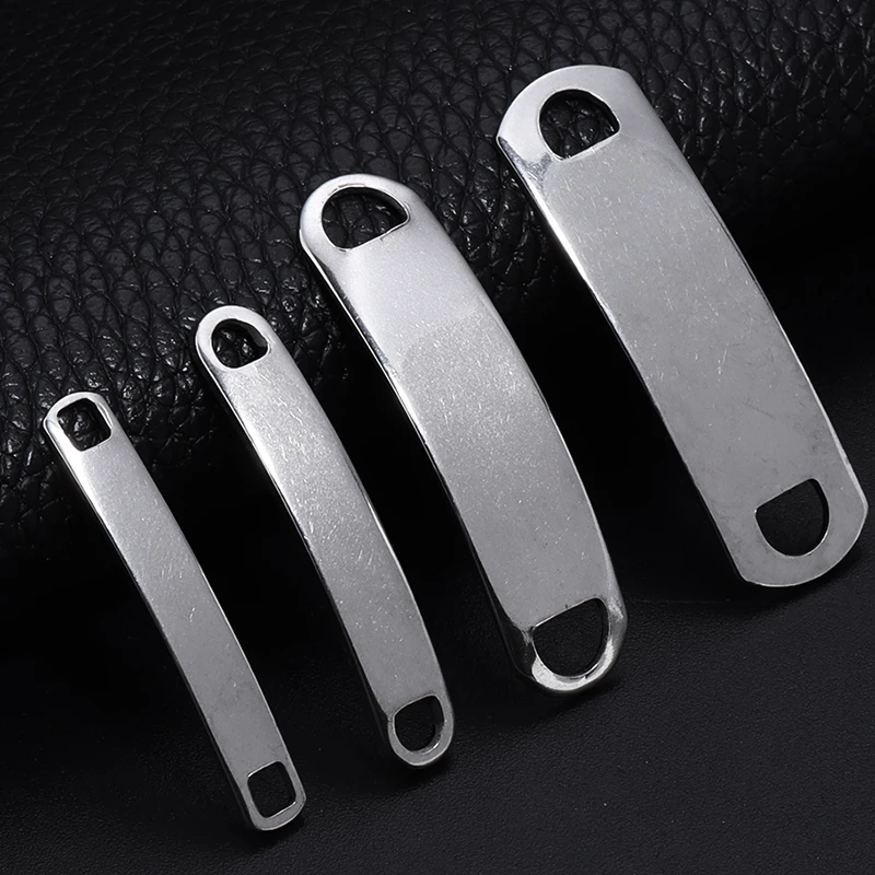 SAUVOO 10pcs Stainless Steel Connector Silver Tone Rectangle Plates Blank Stamping Tags For Necklaces Bracelets Jewelry Making