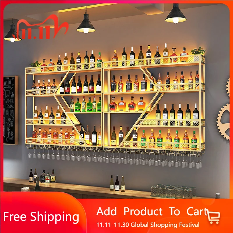 

Commercial Kitchen Bar Cabinet Wine Rack Storage Metal Bar Cabinet Wine Rack Bartender Drinks Botellero Vino Drinks Furnitures