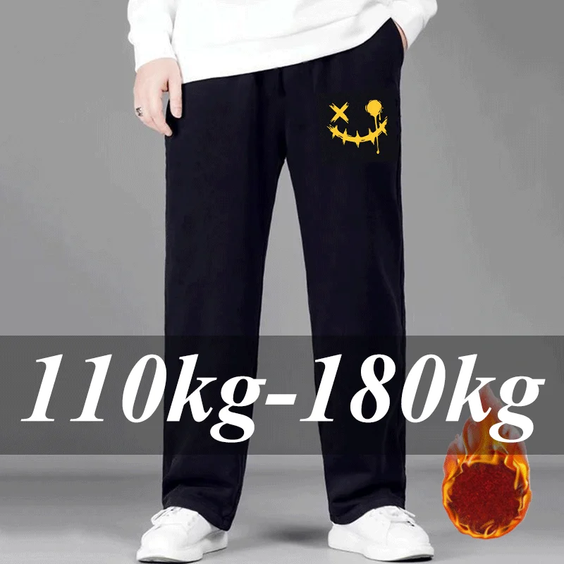 

Зимние спортивные штаны больших размеров для мужчин, брюки с принтом 110-180 кг, спортивные повседневные брюки с эластичной резинкой на талии, мешковатые мужские брюки для фитнеса и спортзала