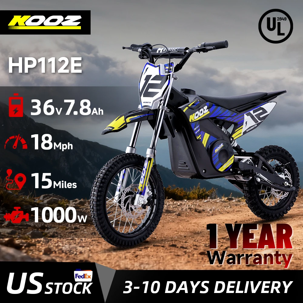 

KOOZ HP112E 36 В 1000 Вт Электрический велосипед для грязи для детей, 3 режима скорости Подростковый электрический мотоцикл дальнего действия до 18 миль в час и 15 миль