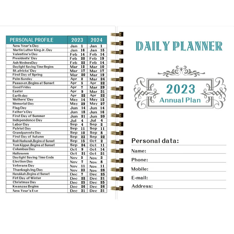 Daily Calendar Planner Notebook 2023 Weekly Monthly Office Agenda Organizer Time Management Personal Appointment Journal Wedding