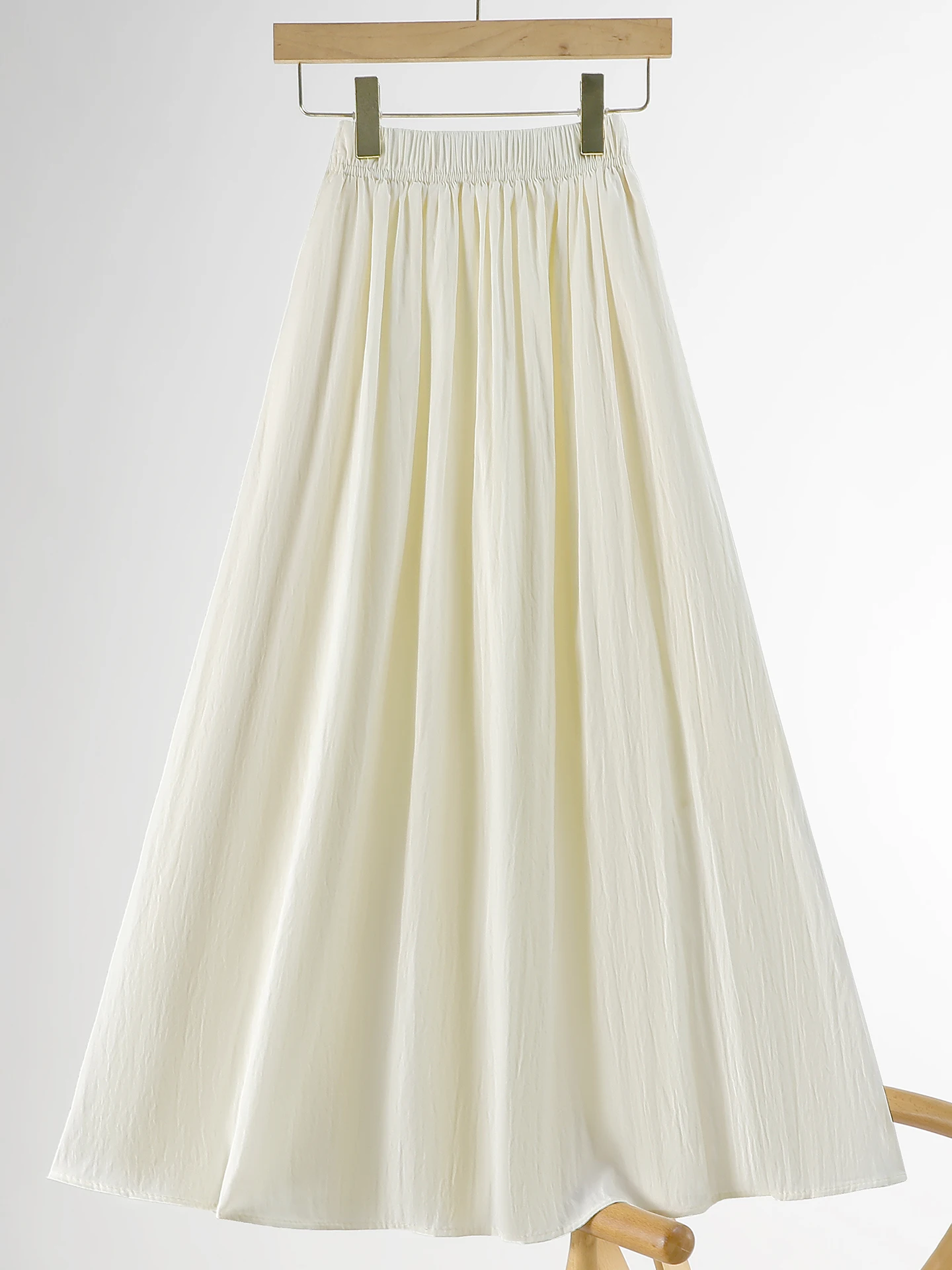 

Ice Silk A-Line Skirt High Waist Cover Hip Slimming Summer Midi Skirt Women's Commute Ele Sle with