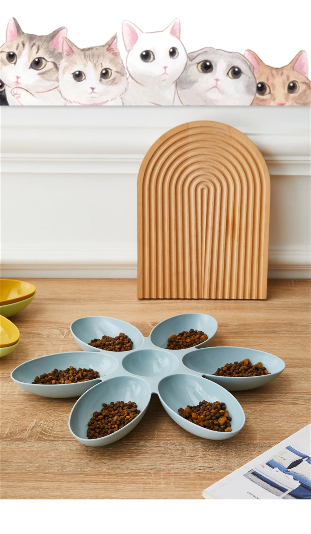 Katzenschüssel, Mehrfach-Katzenblütenförmige Futterschüssel, Spezial-Milchschüssel für Babykatzen, Multifunktionale Katzen- und Hundefutterschüssel, Verbesserte Tierfutterzeit – Detail 2