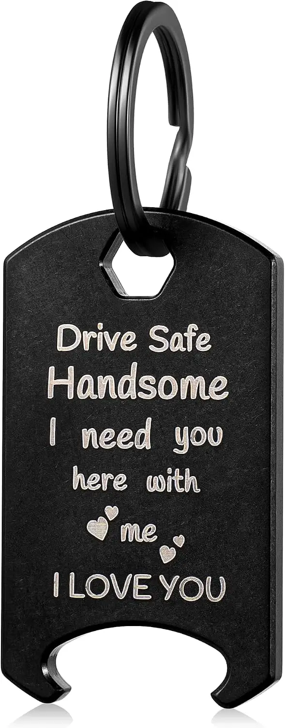 Titanium Drive Safe Keychain for Him,Mens Gift for Boyfriend Husband Daddy Fathers Birthday Valentines Christmas