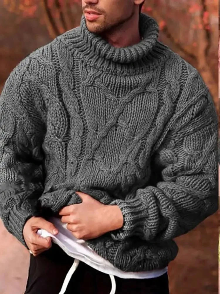 

Casual High Ne Knitted Sweater for Men Comfortable Loose Fit Autumn Faion Youth ular Sle Stand Collar Sweatirt