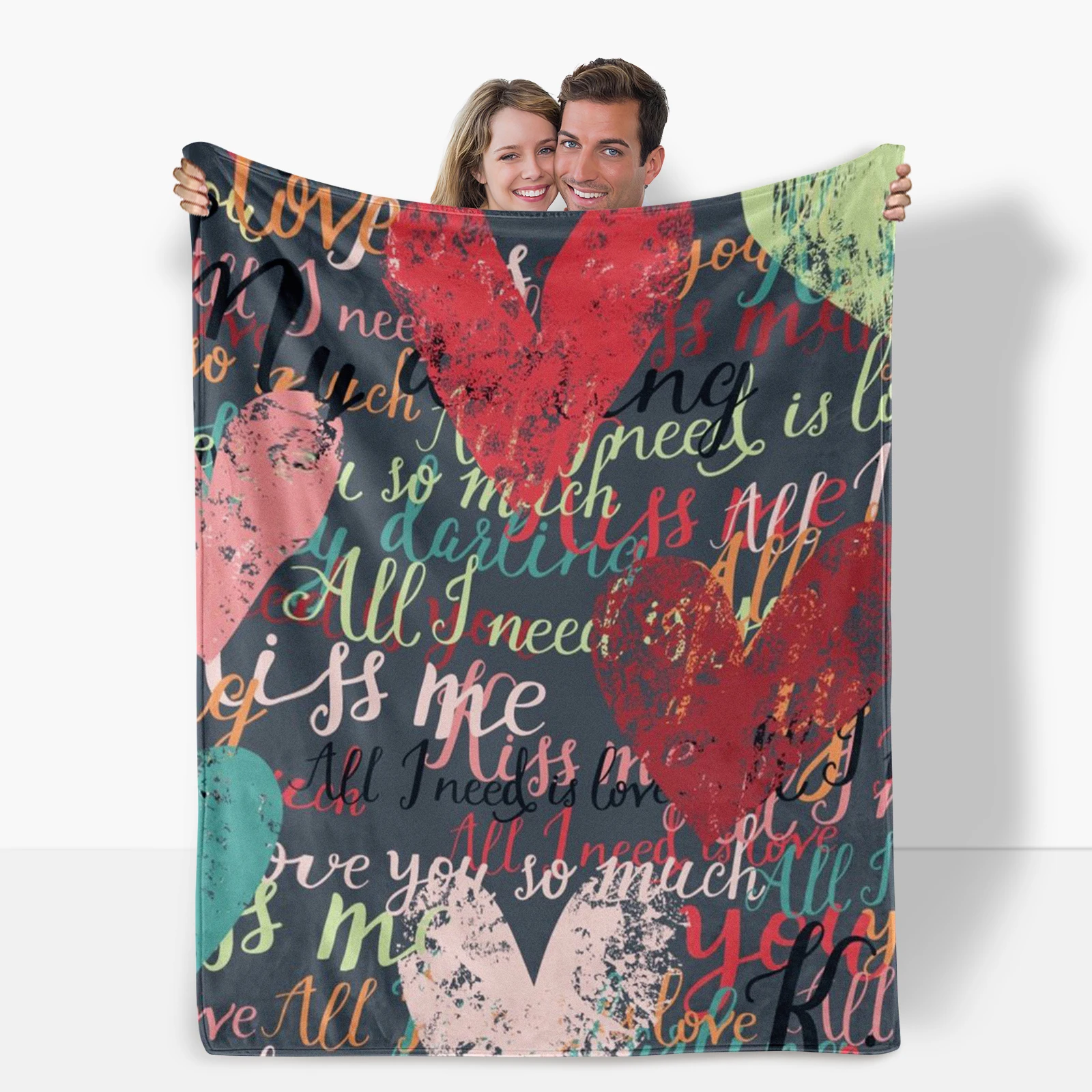 Perfect Valentine S Gift Flannel Blanket Blending Hearts And Romantic Quotes Providing Ultimate Comfort For Couples