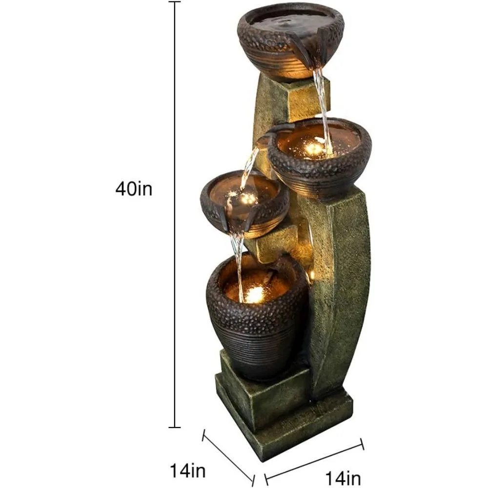 Imagem -04 - Fonte de Água Led ao ar Livre para Jardim Fonte ao ar Livre Moderna Crocks Pátio Design 40 em h