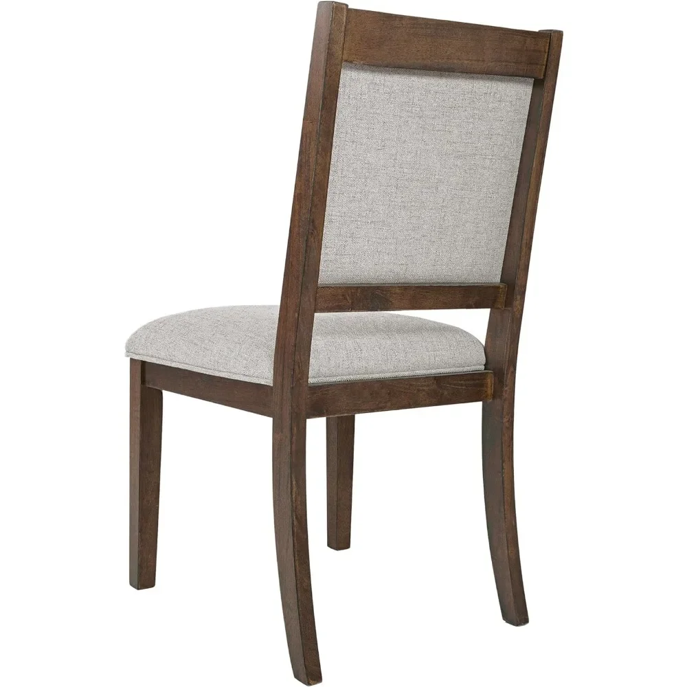 Classic Parsons Dining Chairs, Neutral Textured Solid Living Room Back Upholstered Wood Frame Dining Chairs Dinning Chair Wooden