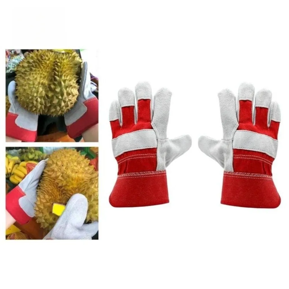 Cowhide Leather Gardening Gloves Heat Resistant Flame Retardant Welding Gloves Palm Reinforced Thorn-proof Welding