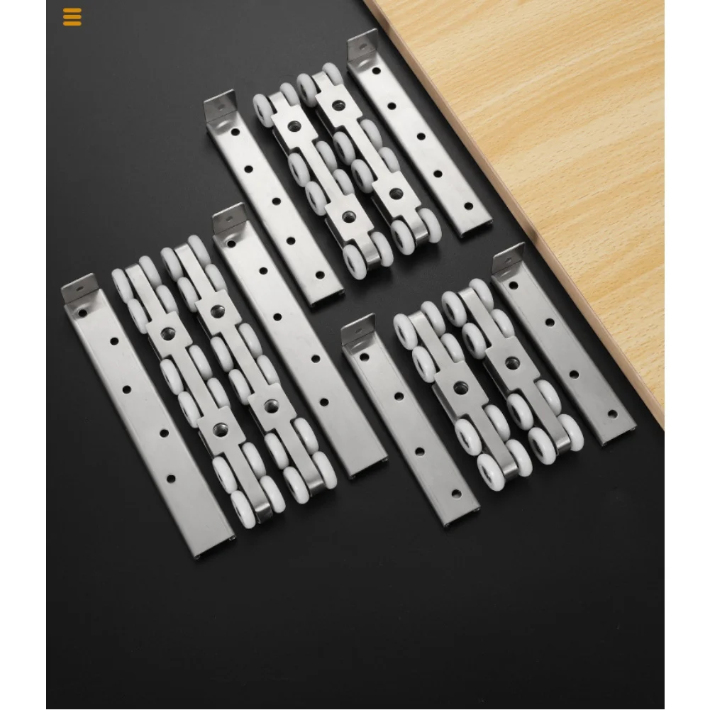 Sliding Door Track System with 12 Wheels in Stainless Steel for Stable For Smooth Movement of Wooden and Glass Barn Doors