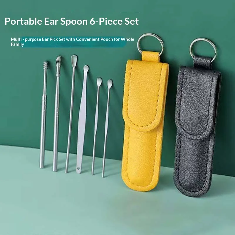 Stainless Steel Ear Pick Kit Ear Wax Removal Tool Portable Ear Spoon Set for Household Ear Care Cleaning Supplies