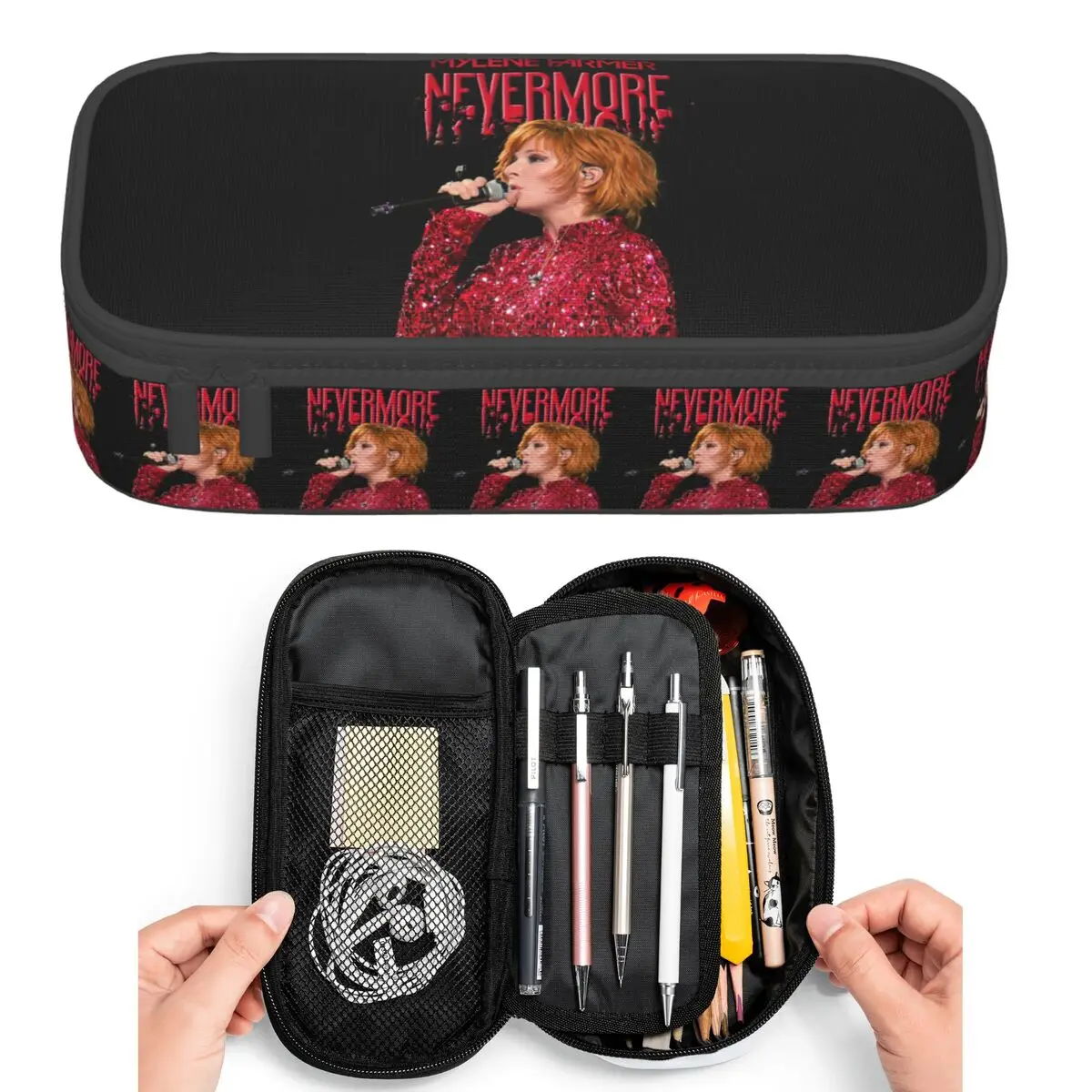 

Nevermore Tour Mylene Farmer Pencil Cases for Students Pen Box Pencil Bag Big Capacity Pencil Pouch Pen Holder