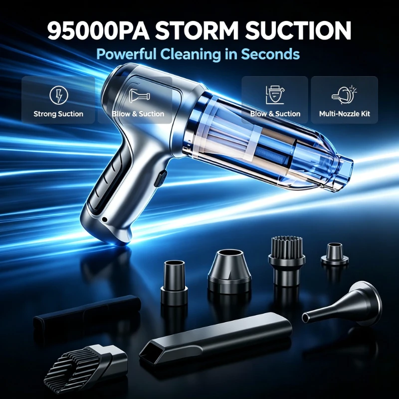 Wireless Handheld Car Vacuum Cleaner Strong Suction Wet Dry Dual Use Mini Portable Auto Vacuum For Home & Car