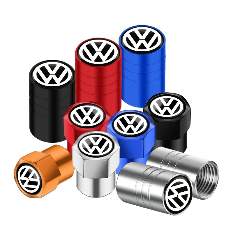 Car Tire Stem Valve Caps Aluminium Car Dustproof Caps Tire Wheel Stem Air Valve Caps For Volkswagen VW GOLF Polo Tiguan PASSAT