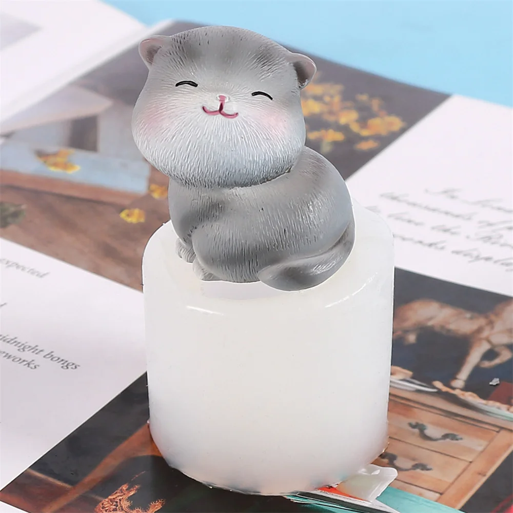 Cute Cat Shape Silicone Mold Candle Soap Liquid Mould Aromatherapy Candle Mold Handmade DIY Clay Crafts Mould Tool