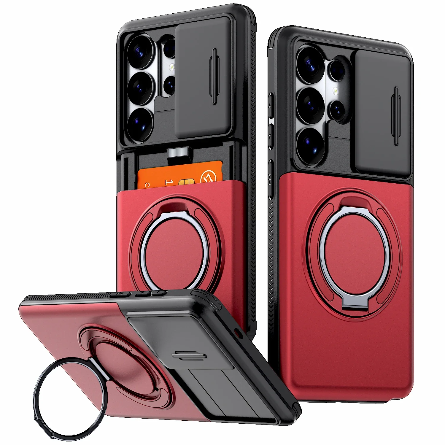 Robuste Anti-Fall-Handyhülle für Samsung Galaxy S26 FE S25 S24 Plus S23 S22 Ultra mit Magnetringhalter und Brieftaschenfunktion – Detail 10
