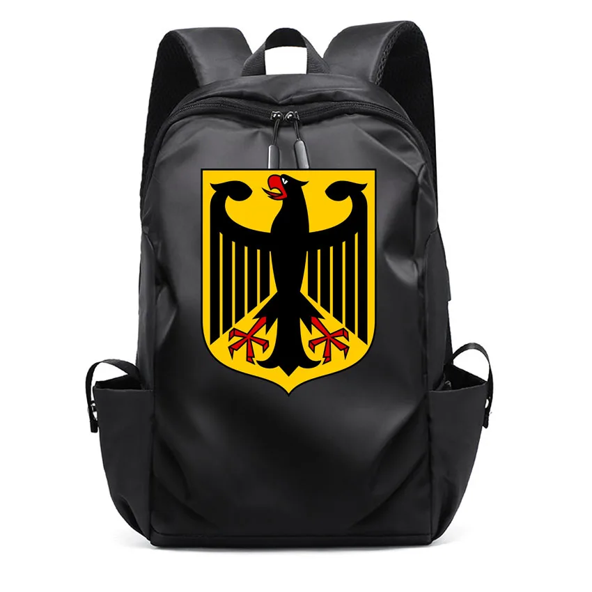

Men Business Laptop Backpack USB Charger Port Waterproof School Bag German National Emblem Pattern Printed Women Backpacks