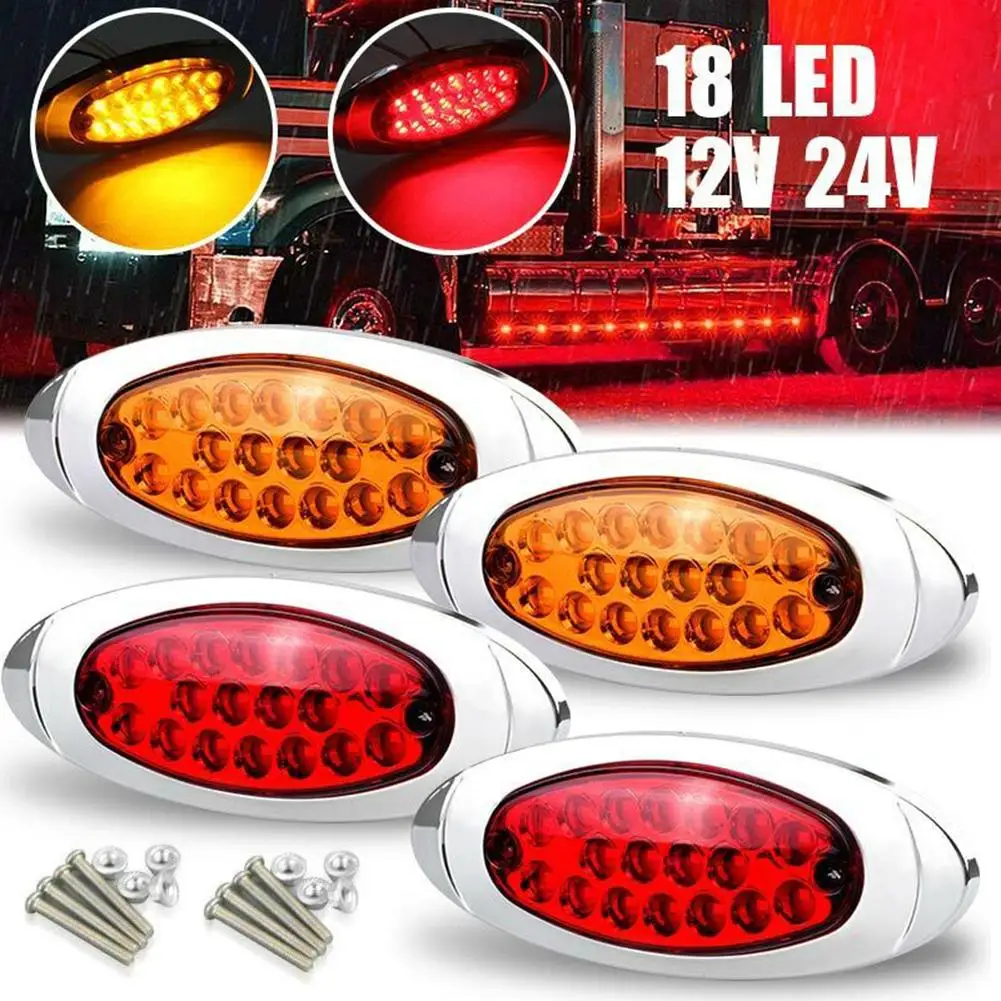 

2pcs 18led Lamp Turn Signal Side Marker Tail Brake Light Truck Trailer Indicator High / Low Brightness 12-24v