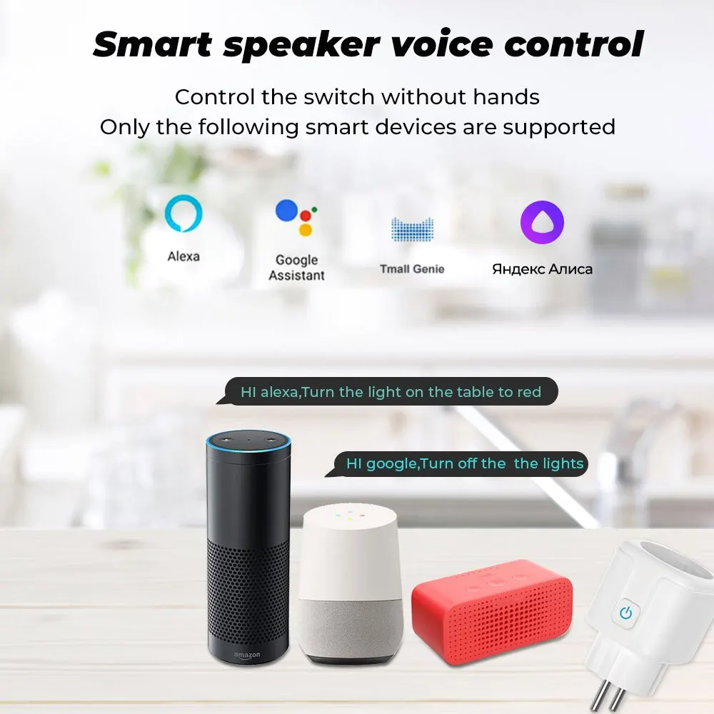 Smart Socket EU 16A 20A AC240V Wifi Smart Plug Power Outlet Alexa Google Home Voice Control For Tuya Smart Life APP