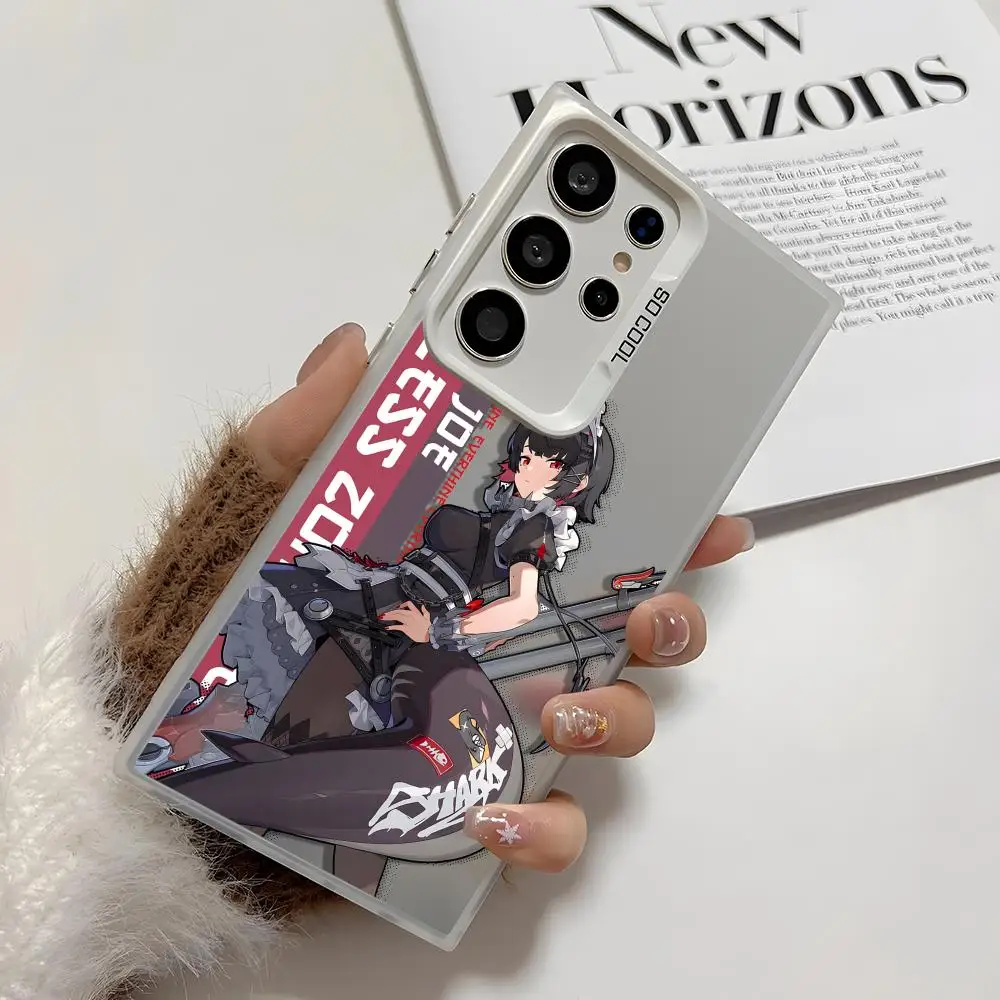 ゼンレスゲームのキャラクターを使ったスマホケース、Samsung Galaxy S25 Edge、S24、S23、S22、S21、S20 Ultra対応、シリコン製シルバーカバー、PIKPAKA