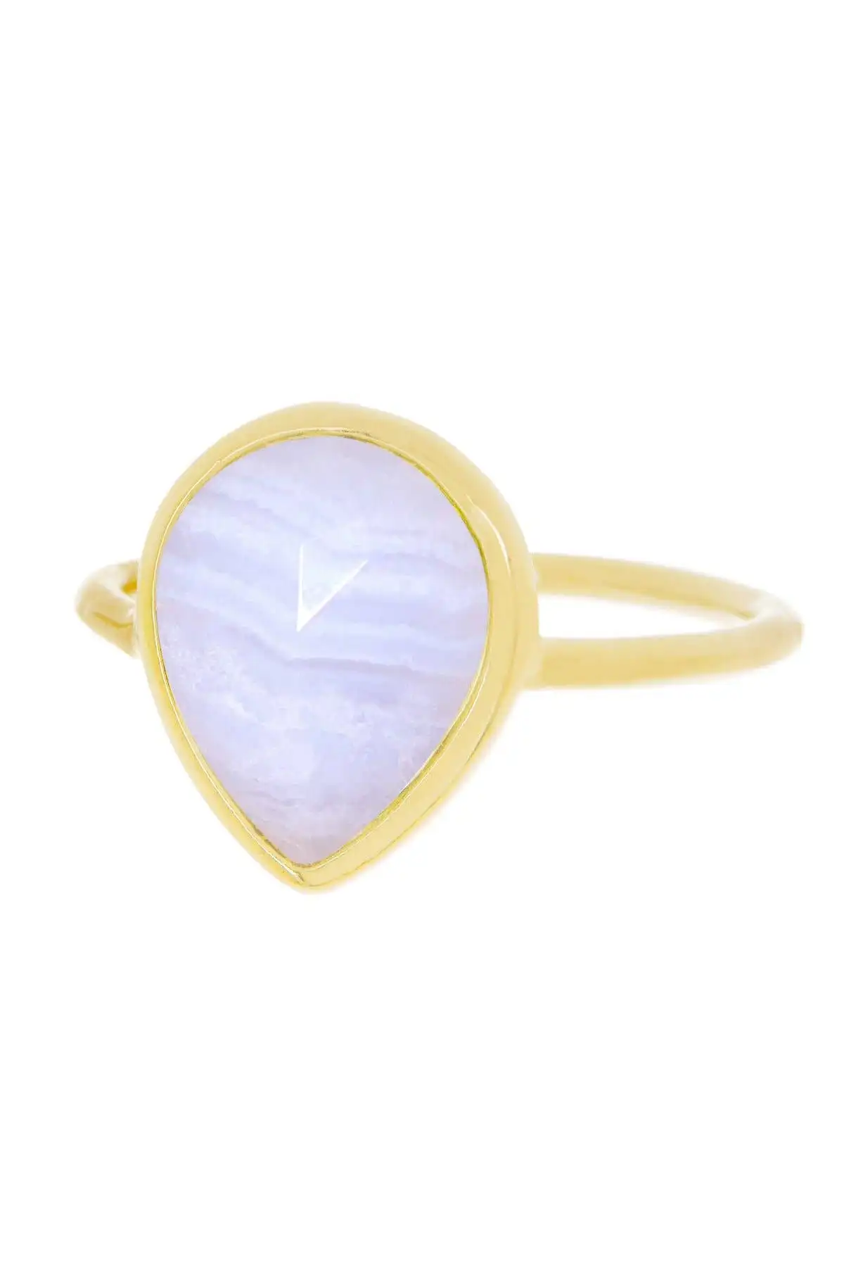 

Blue Lace Agate Teardrop Ring