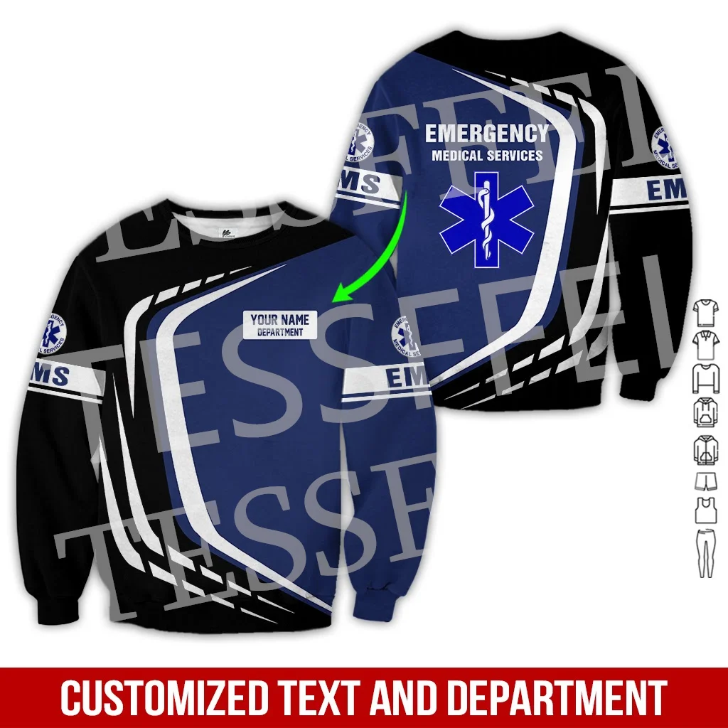 Custom Name Cosplay EMS EMT Medical Paramedic Nurse Worker Tattoo Retro 3DPrint Pullover Harajuku Jacket Casual Funny Hoodies 43