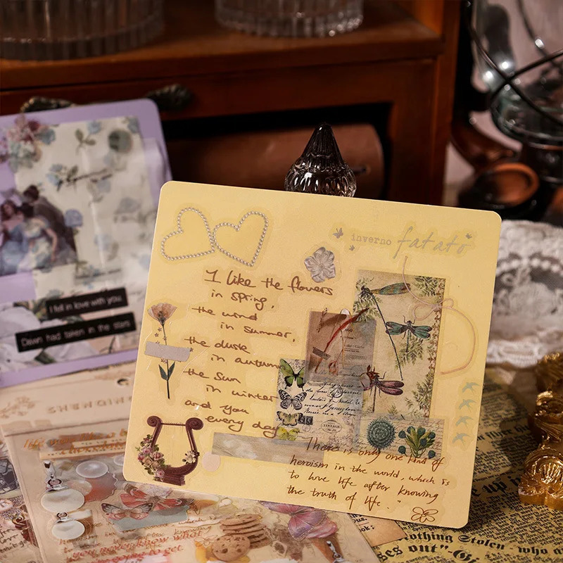 Journamm 3 pz/pacco Adesivi Vintage Collage Materiali Scrapbooking FAI DA TE CUT Decor Spazzatura Ufficiale Impermeabile PET Estetica Adesivi